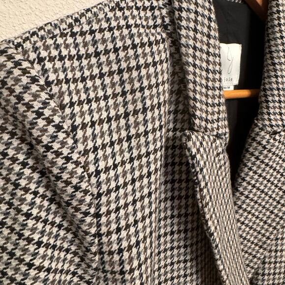 Joie Houndstooth Double Breasted Wool Blend Blazer Medium Checkered Jacket - Picture 5 of 14